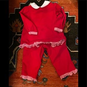 Mary James Corduroy MiniRedGinghamLined Top&Bottom